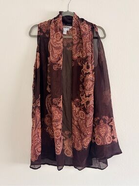 Vintage 100% Silk WinterSilks Paisley Sheer Vest Topper or Top